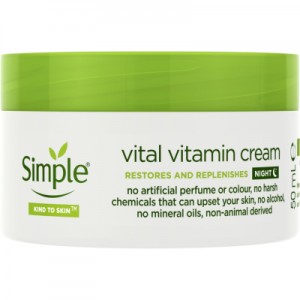 Огляд Крем для обличчя Simple Vital Vitamin Night Cream Kind to Skin Нічний вітамінний 50 мл (8710447485552): характеристики, відгуки, ціни.