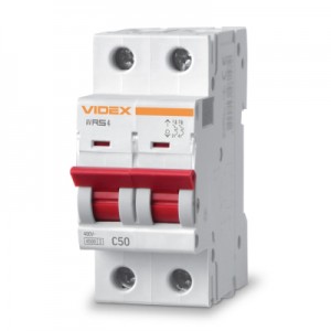 Огляд Автоматичний вимикач Videx RS4 RESIST 2п 50А С 4,5кА (VF-RS4-AV2C50): характеристики, відгуки, ціни.
