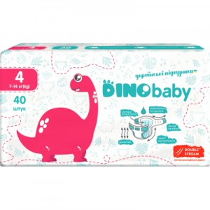 Огляд Підгузок Dino Baby Розмір 4 (7-14 кг) 40 шт (4823098410591): характеристики, відгуки, ціни.