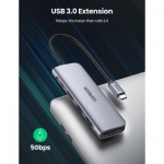 Огляд Концентратор Ugreen USB3.0 Type-C to HDMI/SDTF/USB 3.0x2/PD CM195 (70411): характеристики, відгуки, ціни.