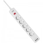 Огляд Мережевий фільтр живлення 2E 5XSchuko, 3G*1.5мм, 3*USB-A, 2м, white (2E-SP515M2USBWH): характеристики, відгуки, ціни.