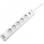 Огляд Мережевий фільтр живлення 2E 5XSchuko, 3G*1.5мм, 3*USB-A, 2м, white (2E-SP515M2USBWH): характеристики, відгуки, ціни.