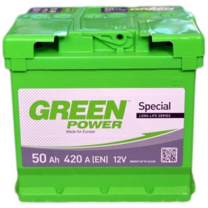 Огляд Акумулятор автомобільний GREEN POWER Standart 50Ah (+/-) (420EN) (22354): характеристики, відгуки, ціни.