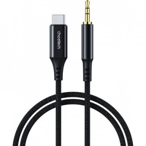 Кабель мультимедійний AUX USB-C to TRS Audio 3.5mm M/M DAC Chip 96kHz 1.0m black Choetech (AUX006)