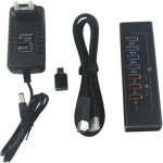 Огляд Концентратор Dynamode 4*USB3.0 data ports + 3*2.4А charge with Power Adaptor metal (DM-UH-P407): характеристики, відгуки, ціни.