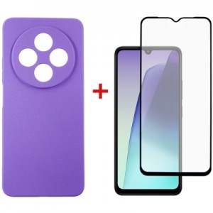 Чохол до мобільного телефона Dengos Xiaomi Redmi 14C Carbon + glass (Purple) (DG-KM-121)