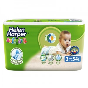 Огляд Підгузки Helen Harper Soft&Dry Midi 6-10 кг 54 шт (5411416060116): характеристики, відгуки, ціни.