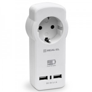 Огляд Зарядний пристрій REAL-EL 2*USB 15W (CS-30): характеристики, відгуки, ціни.