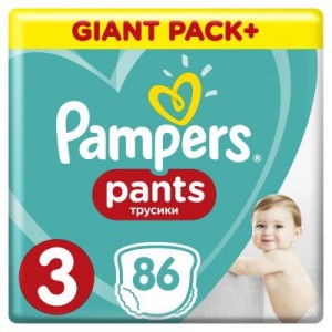 Огляд Підгузок Pampers Pants Midi Розмір 3 (6-11 кг), 86 шт (8001090994295_8006540067833): характеристики, відгуки, ціни.