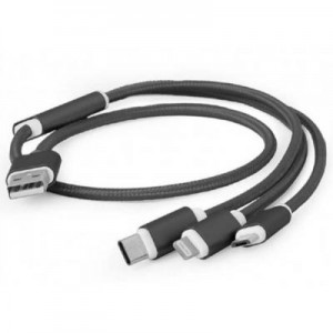 Огляд Дата кабель USB 2.0 AM to Lightning + Micro 5P + Type-C 1.0m black Cablexpert (CC-USB2-AM31-1M): характеристики, відгуки, ціни.