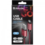 Огляд Дата кабель USB 2.0 AM to Type-C 1.0m USB09-03T PRO red Defender (87813): характеристики, відгуки, ціни.