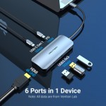 Огляд Концентратор Vention USB3.1 Type-C --> HDMI/USB-C Gen 1/USB 3.0x3/PD 100W Hub 6-i (TOFHB): характеристики, відгуки, ціни.