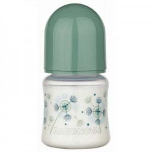 Огляд Пляшечка для годування Baby-Nova Декор, з широким горлечком, 150 мл, зелений (3960173): характеристики, відгуки, ціни.
