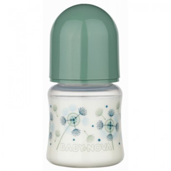 Пляшечка для годування Baby-Nova Декор, з широким горлечком, 150 мл, зелений (3960173)