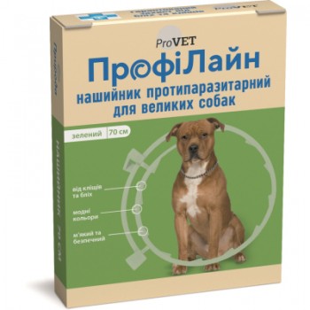 Нашийник для тварин ProVET проти бліх та кліщів для собак великих порід 70 см зелений (4823082410231)