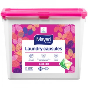 Огляд Капсули для прання Mayeri для кольорових тканин 36 шт. (6430034673057): характеристики, відгуки, ціни.
