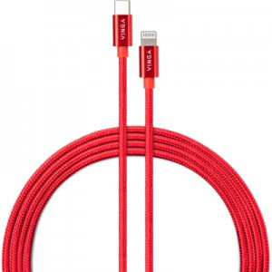 Огляд Дата кабель USB-C to Lightning 1.0m 20W Nylon Red Vinga (VCDCCLM531): характеристики, відгуки, ціни.