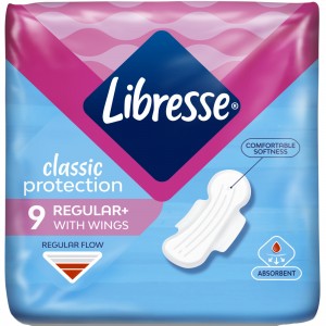 Огляд Гігієнічні прокладки Libresse Classic Protection Regular 9 шт. (7322541233390): характеристики, відгуки, ціни.