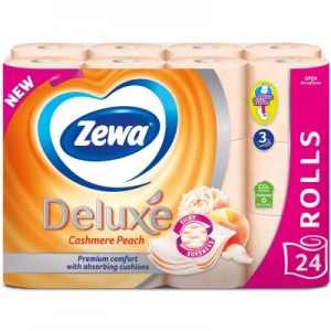 Огляд Туалетний папір Zewa Deluxe Персик 3 шари 24 рулони (7322541171814): характеристики, відгуки, ціни.
