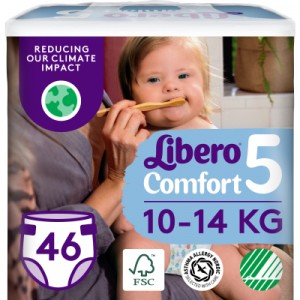 Огляд Підгузок Libero Comfort Розмір 5 (10-14 кг) 46 шт (7322541756936): характеристики, відгуки, ціни.