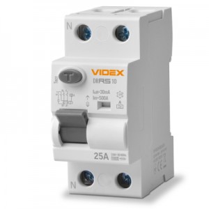 Огляд Диференційне реле (ПЗВ) Videx RESIST А 2п 30мА 10кА 25А (VF-RS10-DR2А25): характеристики, відгуки, ціни.