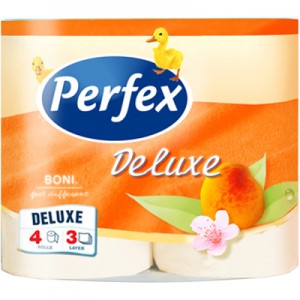 Огляд Туалетний папір Perfex Deluxe Персик 3 шари 4 рулони (8600101745101): характеристики, відгуки, ціни.