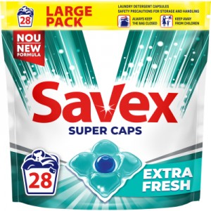 Огляд Капсули для прання Savex Super Caps Extra Fresh 25 шт. (3800024046896): характеристики, відгуки, ціни.