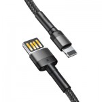 Огляд Дата кабель USB 2.0 AM to Lightning 1.0m 2.4A Cafule Special Edition Black-Grey Baseus (CALKLF-GG1): характеристики, відгуки, ціни.