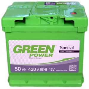 Огляд Акумулятор автомобільний GREEN POWER Standart 50Ah Ев (-/+) (420EN) (22355): характеристики, відгуки, ціни.