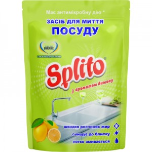 Огляд Засіб для ручного миття посуду Splito Лимон дой-пак 500 мл (4820049383560): характеристики, відгуки, ціни.