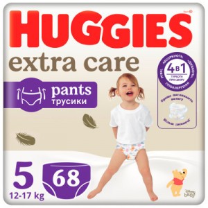 Підгузки Huggies Extra Care Розмір 5 (12-17кг) Pants Box 68 шт (5029053582412)