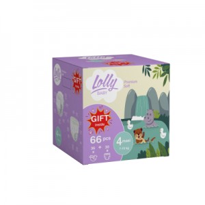 Підгузки Lolly Premium Soft розмір 4 (7-18 кг) Підгузки 36 шт + Підгузки-трусики 30 шт + Подарунок (4820174981204)