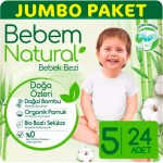 Огляд Підгузки Bebem Natural 5 Junior 11-18 кг 24 шт (8690536806034): характеристики, відгуки, ціни.