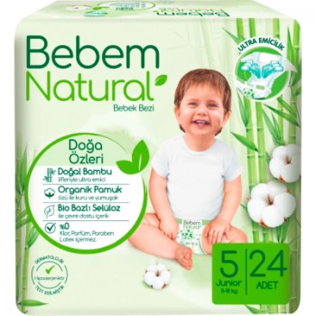 Підгузки Bebem Natural 5 Junior 11-18 кг 24 шт (8690536806034)