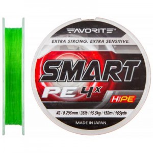 Огляд Шнур Favorite Smart PE 4x 150м салатовый #3.0/0.296мм 15.5кг (1693.10.30): характеристики, відгуки, ціни.