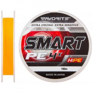 Огляд Шнур Favorite Smart PE 4x 150м (оранж.) #0.5/0.117мм 3.6кг (1693.10.40): характеристики, відгуки, ціни.
