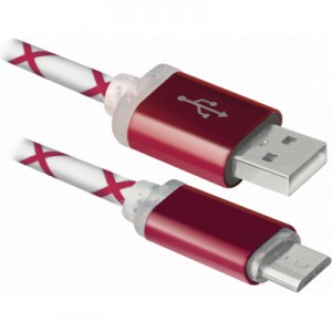 Огляд Дата кабель USB08-03LT USB - Micro USB, RedLED backlight, 1m Defender (87556): характеристики, відгуки, ціни.