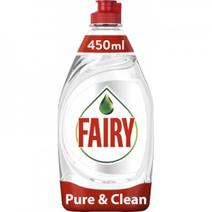 Огляд Засіб для ручного миття посуду Fairy Pure & Clean 450 мл (8001090837424): характеристики, відгуки, ціни.