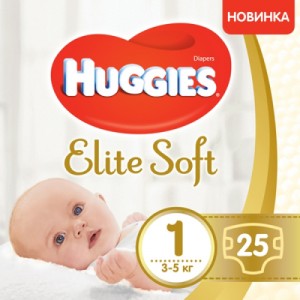 Огляд Підгузок Huggies Elite Soft 1 (3-5 кг) 25 шт (5029053578040): характеристики, відгуки, ціни.