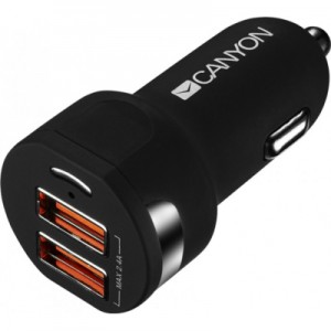 Огляд Зарядний пристрій Canyon Universal 2xUSB car adapter (CNE-CCA04B): характеристики, відгуки, ціни.