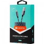 Огляд Дата кабель USB 2.0 AM to Lightning 1.0m Dark gray Canyon (CNE-CFI3DG): характеристики, відгуки, ціни.