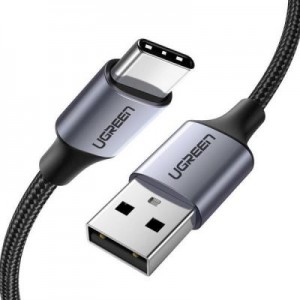 Дата кабель USB 2.0 AM to Type-C 2.0m US288 Aluminum Braid Black Ugreen (60128)