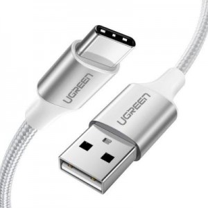 Дата кабель USB 2.0 AM to Type-C 1.0m US288 Aluminum Braid White Ugreen (60131)