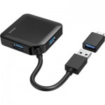 Огляд Концентратор Hama 4 Ports USB 3.2, USB-C Adapter Black (00200116): характеристики, відгуки, ціни.