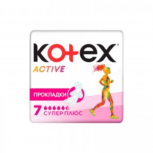 Огляд Гігієнічні прокладки Kotex Active Super 7 шт. (5029053570549): характеристики, відгуки, ціни.
