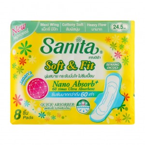 Огляд Гігієнічні прокладки Sanita Soft & Fit Maxi Wings 24.5 см 8 шт. (8850461090308): характеристики, відгуки, ціни.