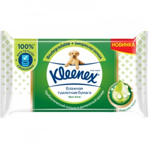 Огляд Туалетний папір Kleenex Skin Kind вологий 38 шт. (5029053577500): характеристики, відгуки, ціни.