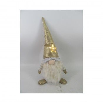 Новорічна фігурка Novogod`ko Гном у золотому ковпаку, 44 см, LED зірка. (974623)
