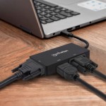 Огляд Концентратор Intracom USB3.1 Type-C to HDMI/DVI-I/VGA Black Manhattan (152983): характеристики, відгуки, ціни.