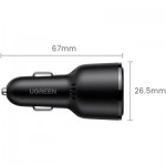 Огляд Зарядний пристрій Ugreen 2xUSB-C PD+USB-A QC 69W Fast Car Charger Black (CD239) (20467): характеристики, відгуки, ціни.